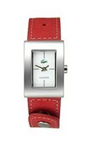 Lacoste horlogeband 2000571 / LC-43-3-14-2207 Leder Rood 18mm + wit stiksel