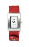 Lacoste horlogeband 2000571 / LC-43-3-14-2207 Leder Rood 18mm + wit stiksel