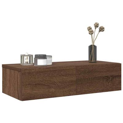 Wandschap met lades 60x26,5x15 cm bewerkt hout bruin eikenkleur