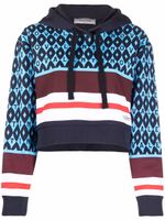 Valentino Garavani hoodie rayé à logo imprimé - Bleu
