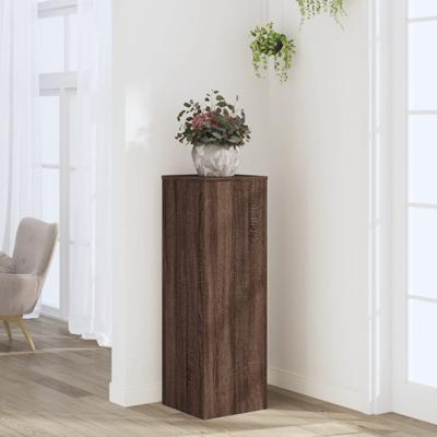 Plantenstandaard 33x33x100 cm bewerkt hout bruin eikenkleurig