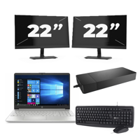 HP Laptop 15s-fq2 - Intel Core i5-11e Generatie - 15 inch - 16GB RAM - 256GB SSD - Windows 11 Home + 2x 22 inch Monitor