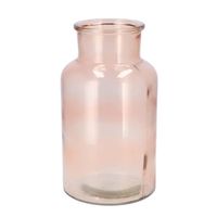 DK Design Bloemenvaas melkbus fles - helder glas zachtroze - D15 x H26 cm - Vazen - thumbnail