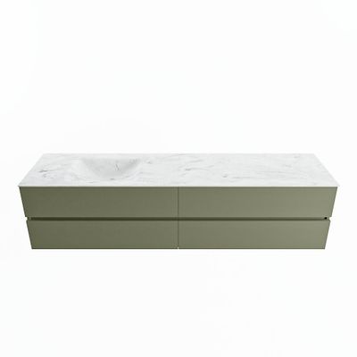 MONDIAZ VICA-DLUX 200cm badmeubel onderkast Army 4 lades. Inbouw wastafel CLOUD links zonder kraangat, kleur Opalo.