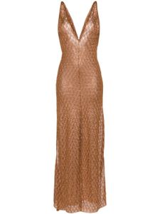 Missoni robe longue en crochet - Or