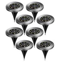 Cepewa Buiten prik spot - 8x - solar verlichting - tuinpad/plant verlichting - LED - 12 cm