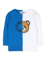 Moschino Kids pull en coton à logo intarsia - Bleu