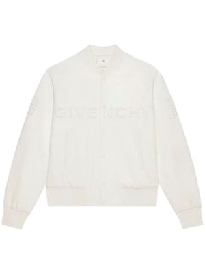 Givenchy veste bomber en cuir à logo brodé - Blanc