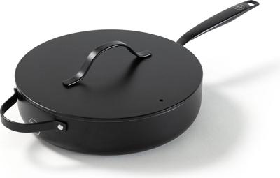 BE Living Hapjespan met deksel ø 28 cm - keramische anti-aanbaklaag - PFAS-vrij - geschikt voor alle warmtebronnen - zwart