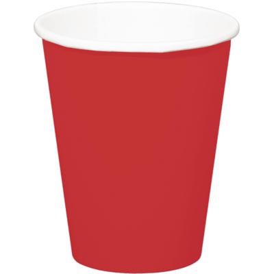 Folat Feest drinkbekers - 8x stuks - rood - papier - 350 ml - verjaardag/party