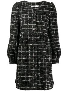 b+ab robe courte en tweed à carreaux - Noir