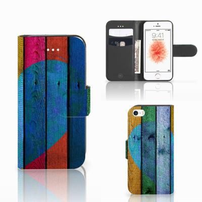 Apple iPhone 5 | 5s | SE | Book Style Case | Wood Heart - Cadeau voor je Vriend