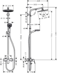 Hansgrohe Crometta s 240 1jet showerpipe met douchekraan chroom 27269000