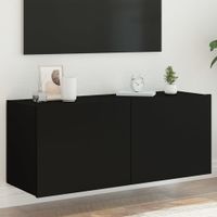 Tv-wandmeubel met LED-verlichting 100x35x41 cm zwart - thumbnail