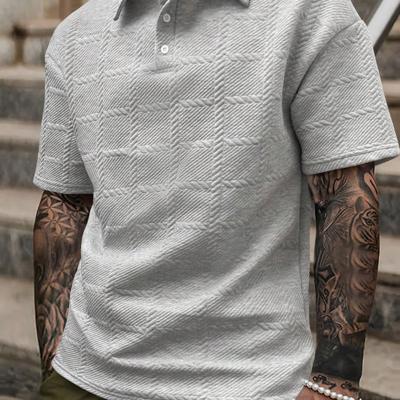 Bon&Bon Homme Heren Poloshirt - Grijs Casual Shirt met Textuur Grijs / L
