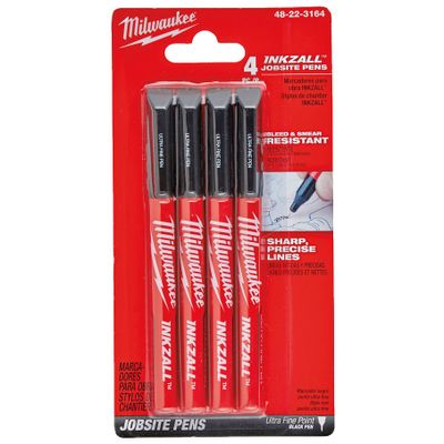 Milwaukee Accessoires INKZALL Fine Tip Black Pens - 4pc - 48223164