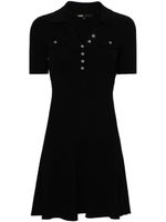 Maje spread-collar ribbed minidress - Noir - thumbnail