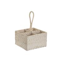 Bestekmand Home ESPRIT Wit Natuurlijk Bamboe 19 x 19 x 27 cm