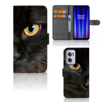 OnePlus Nord CE 2 Telefoonhoesje met Pasjes Zwarte Kat