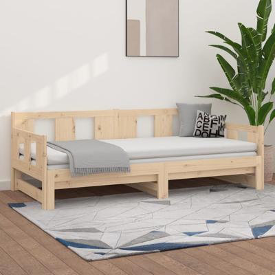 Slaapbank uitschuifbaar massief grenenhout 2x(90x190) cm
