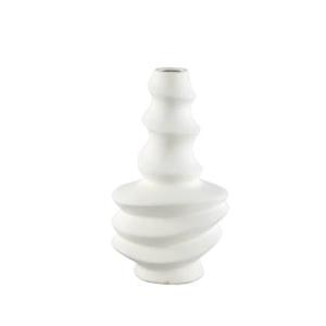 PTMD Georgy White ceramic pot round spiral wide S