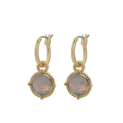 Biba Hang Oorbellen Goud met Swarovski Steentje Lt. Grey Opal