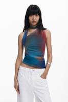 T-shirt met knoop halslijn - GREEN - XL