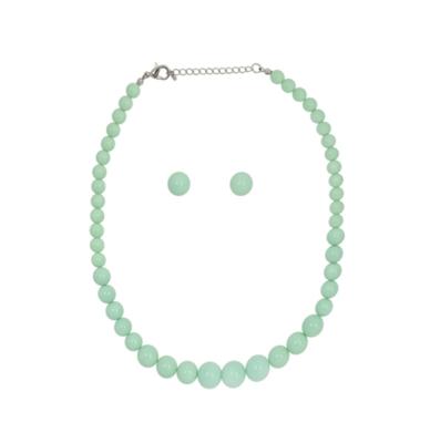 Collectif Natalie Kralen Ketting en Oorbellen Set Mint