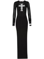 Dolce & Gabbana cross-embellished tulle long dress - Noir