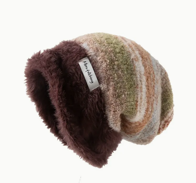 Gebreide Muts Bruin Groen Roze - Winter - Spiritueelboek.nl