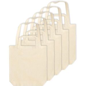 5x Beige canvas tassen met dubbel hengsel 38 x 42 cm