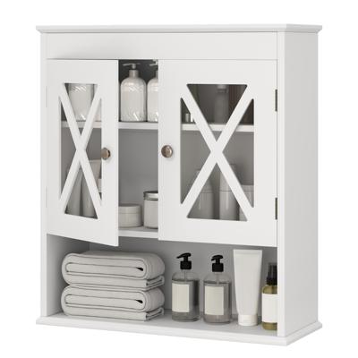 Badkamer Hangkast met Verstelbaar Rek Houten Badkamerkast Badkast Wit