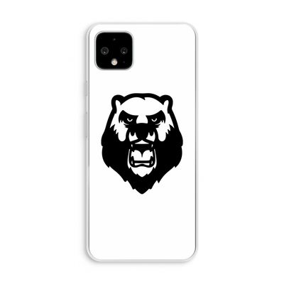 Angry Bear (white): Pixel 4 XL Transparant Hoesje