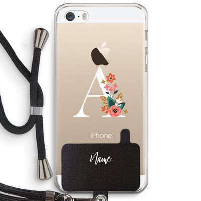 Pink Bouquet: iPhone 5 / 5S / SE Transparant Hoesje met koord