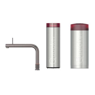 Quooker Front Keukenkraan Set - Kokend Warm- en Koud Water - Gunmetal - met COMBI+ Reservoir & CUBE - Direct Gekoeld Bruisend Water