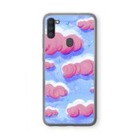 Roze wolken met vogels: Samsung Galaxy A11 Transparant Hoesje Roze wolken met vogels: Samsung Galaxy A11 Transparant Hoesje