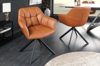 Bureaustoel PAPILLON cognac echt leer met armleuning zwart frame - 44596 Bureaustoel PAPILLON cognac echt leer met armleuning zwart frame - 44596
