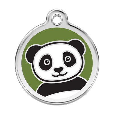 Panda Green roestvrijstalen hondenpenning large/groot dia. 3,8 cm - Reddingo