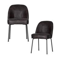 BePureHome Vogue Eetkamerstoelen - Leer - Zwart - Set van 2