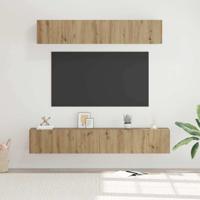 TV-kast set met plank Wandgemonteerd met opslag met de deur 5 pcs artisanaal eikenkleurig