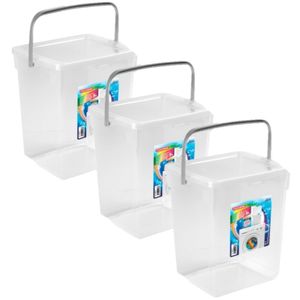 3x stuks opslagboxen/emmers kunststof met deksel transparant 5 liter 20 x 17 x 23 cm