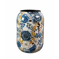 Vaas Dutch Blue - blauw - metaal/epoxy - D30 x H42 cm - bloemenvaas - Designed by Lammie