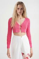 Gebreid cropped jack - RED - M