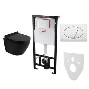 Fabriecio FAB compleet toiletset wandcloset mat zwart met softclose zitting en bedieningsplaat wit