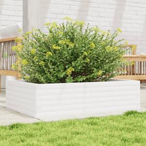 VidaXL Plantenbak 90x60x23 cm massief grenenhout wit