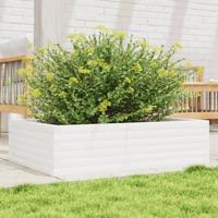 VidaXL Plantenbak 90x60x23 cm massief grenenhout wit