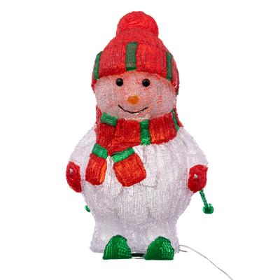 Kerstverlichting figuur - sneeuwpop op ski - 40 x 24,5 x 45 cm - LED decoratie kerstfiguren