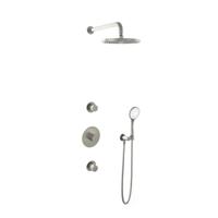Hotbath Buddy - Inbouw Regendoucheset - 2 Stopkranen - Thermostatisch - Wandarm 35 cm - Hoofddouche 250 mm - Ronde Handdouche 3 Standen - Waterbesparend - V02