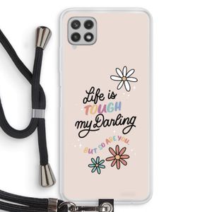 Tough Life: Samsung Galaxy A22 4G Transparant Hoesje met koord