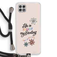 Tough Life: Samsung Galaxy A22 4G Transparant Hoesje met koord